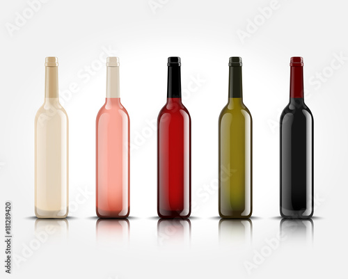 3d realistic vector isolated wine bottles without labels for your design and logo. Mockup for presentation of your product.
