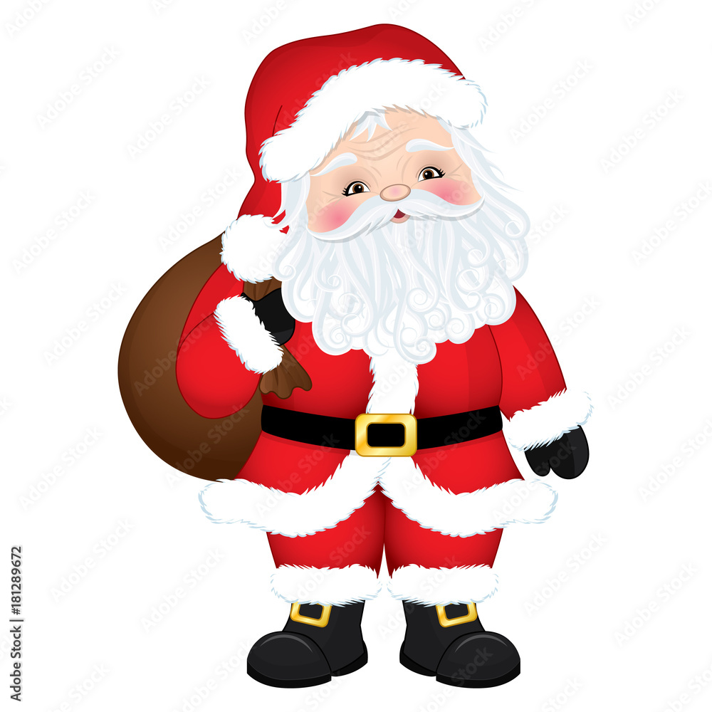 Vector Cute Cartoon Santa Claus with Sack Vector Cute Cartoon Santa Claus with Sack