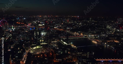 Wallpaper Mural Aerial shot of Central London with view of the River Thames,time lapse, night view Torontodigital.ca