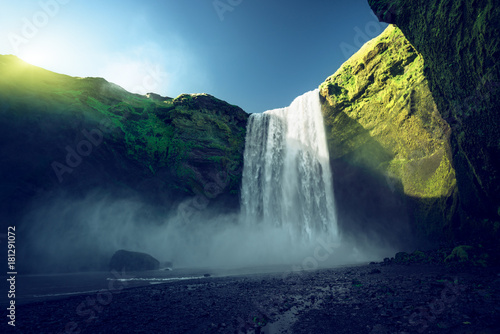 Skogarfoss waterfall and summer sunny day, Iceland © Iakov Kalinin