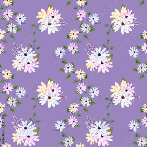 Seamless floral pattern with cute meadow flowers.Vintage floral background for textile, cover, wallpaper, gift packaging, printing.Romantic design for calico, silk, home textiles.