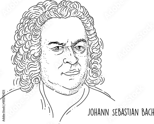 фотографія Johann Sebastian Bach Line art Portait Basic RGB