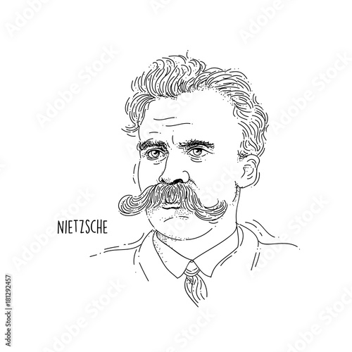Nietzsche Line art portrait draw Basic RGB photo