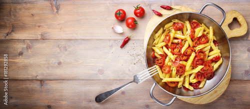 Pasta, penne with cherry tomatoes