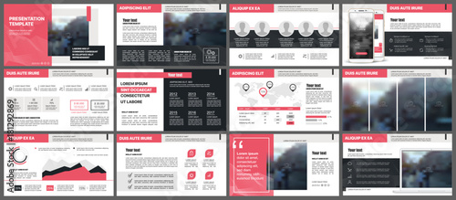 Red presentation templates elements on a white background. Vector infographics. Use in Presentation, flyer and leaflet, corporate report, marketing, advertising, annual report, banner. photo