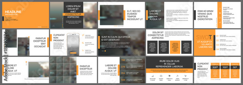 Orange presentation templates elements on a white background. Vector infographics. Use in Presentation, flyer and leaflet, corporate report, marketing, advertising, annual report, banner.