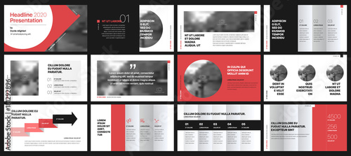 Red presentation templates elements on a white background. Vector infographics. Use in Presentation, flyer and leaflet, corporate report, marketing, advertising, annual report, banner.