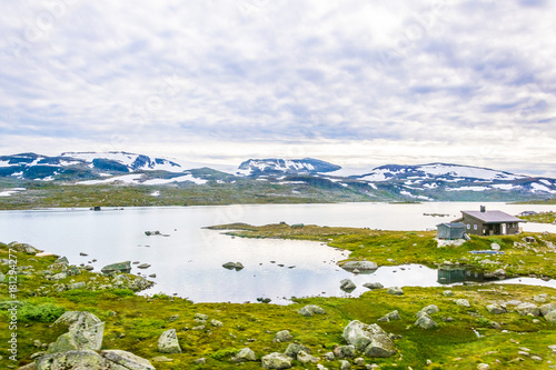 view of nature near Finse along the most scenical railway track in norway between Oslo and Bergen photo