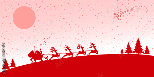 Santa Claus goes on Christmas sleigh on the slope – stock vector