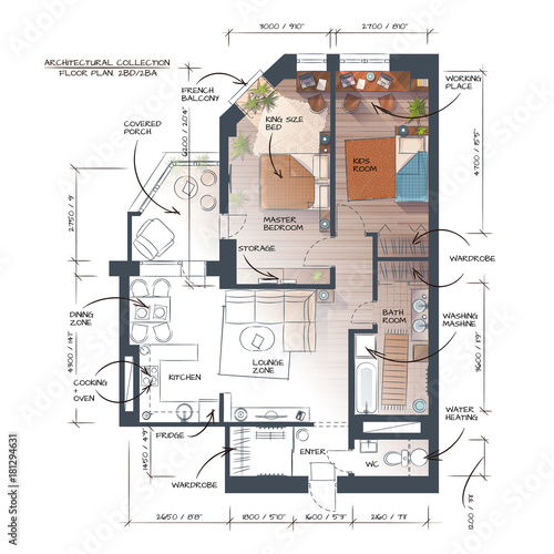 hand drawn floor plan