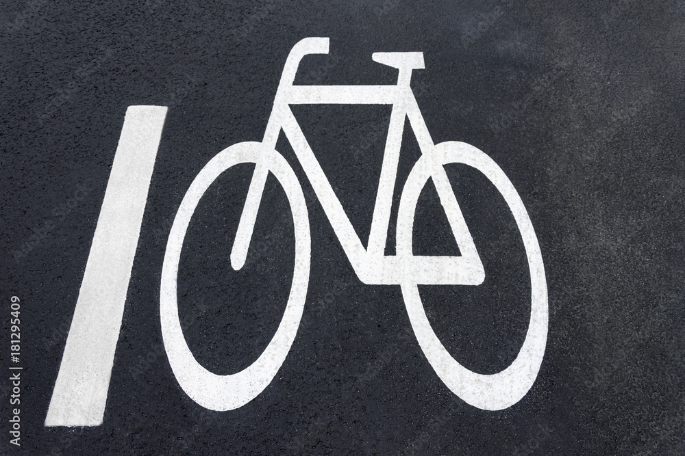 Bicycle road sign on the road - Bicycle path Bicycle road sign on the road - Bicycle path