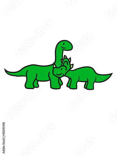 langhals 2 freunde team paar triceratops hörner süß niedlich klein kinder groß comic cartoon dinosaurier saurier dino © Style-o-Mat-Design