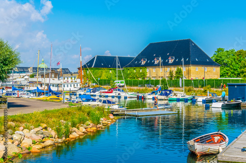 View of a channel in central Copenhagen, Denmark. photo