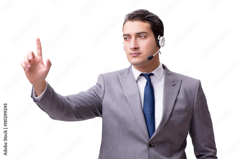 Call center employee isolated on white background Call center employee isolated on white background