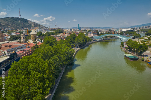 TBILISI, GEORGIA - 31 July 2017: Panoramic View over Tbilisi City Center