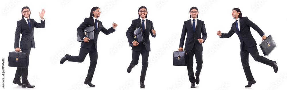 Businessman rushing isolated on the white background Businessman rushing isolated on the white background