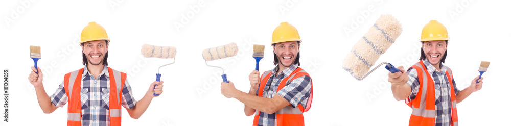 Funny painter isolated on white Funny painter isolated on white