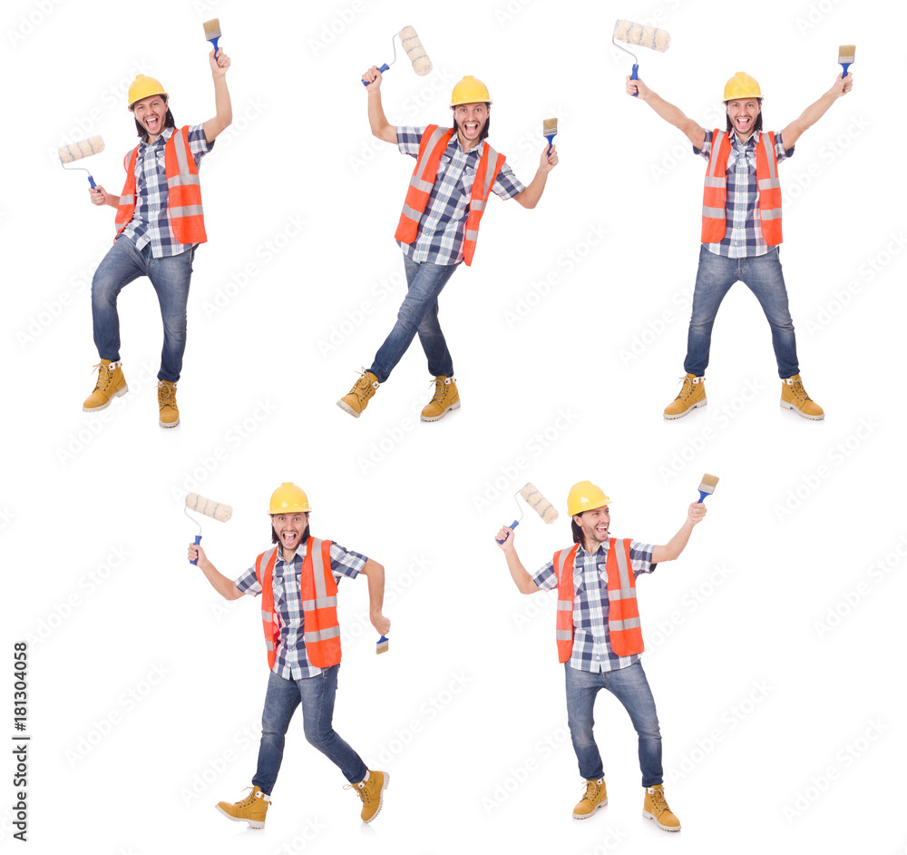 Obraz premium Funny painter isolated on white