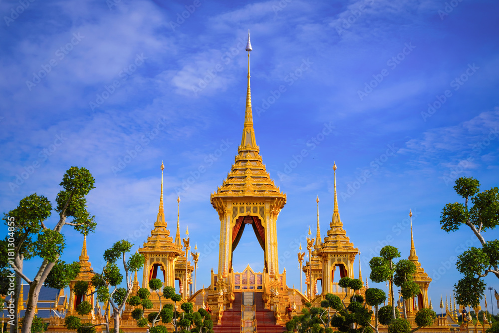 The royal crematorium of His Majesty late King Bhumibol Adulyadej built for the royal funeral at Sanam Luang
