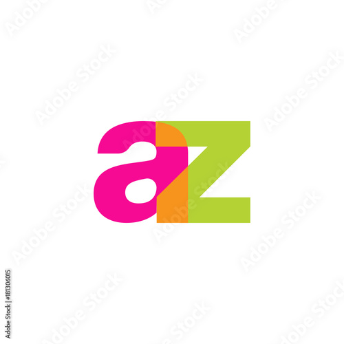 Fototapeta Naklejka Na Ścianę i Meble -  Initial letter az, overlapping transparent lowercase logo, modern magenta orange green colors