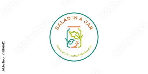 salad in a jar logo vector icon download