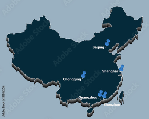 China main cities distribution and position