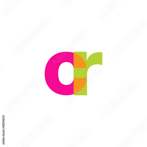 Initial letter cr, overlapping transparent lowercase logo, modern magenta orange green colors