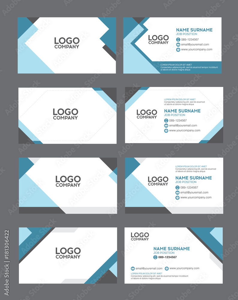 set of modern business name card template, blue gray color