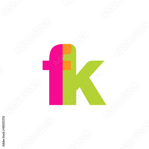 Free Download Initial letter fk, overlapping transparent lowercase logo, modern magenta orange green colors - GFXLoad