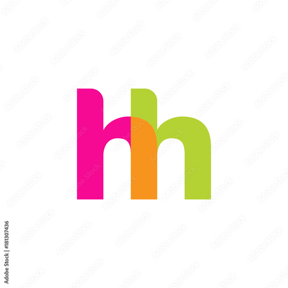 Initial letter hh, overlapping transparent lowercase logo, modern magenta orange green colors Initial letter hh, overlapping transparent lowercase logo, modern magenta orange green colors