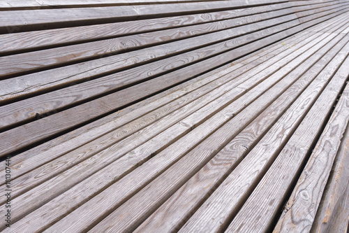 Wooden planks on the bench in park