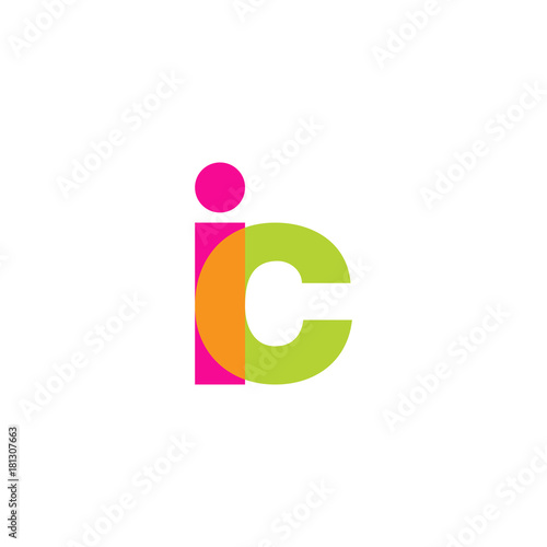 Initial letter ic, overlapping transparent lowercase logo, modern magenta orange green colors