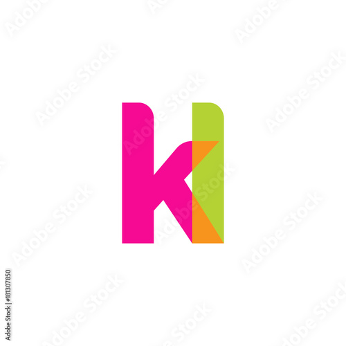 Free Download Initial letter kl, overlapping transparent lowercase logo, modern magenta orange green colors - GFXLoad