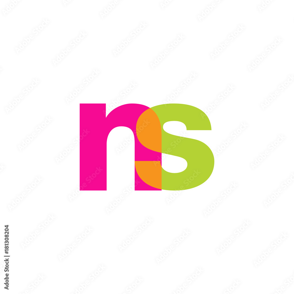 Initial letter ns, overlapping transparent lowercase logo, modern magenta orange green colors Initial letter ns, overlapping transparent lowercase logo, modern magenta orange green colors