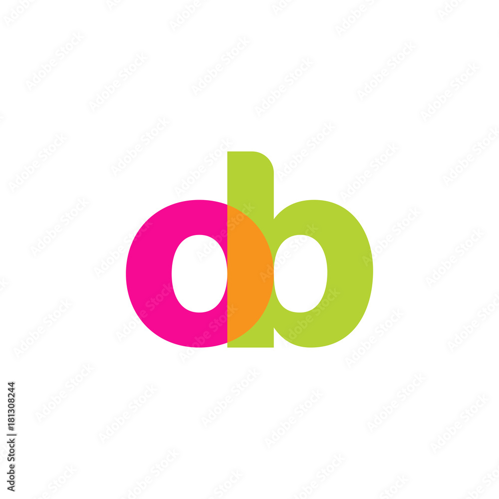 Initial letter ob, overlapping transparent lowercase logo, modern magenta orange green colors Initial letter ob, overlapping transparent lowercase logo, modern magenta orange green colors