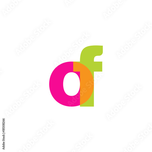 Initial letter of, overlapping transparent lowercase logo, modern magenta orange green colors