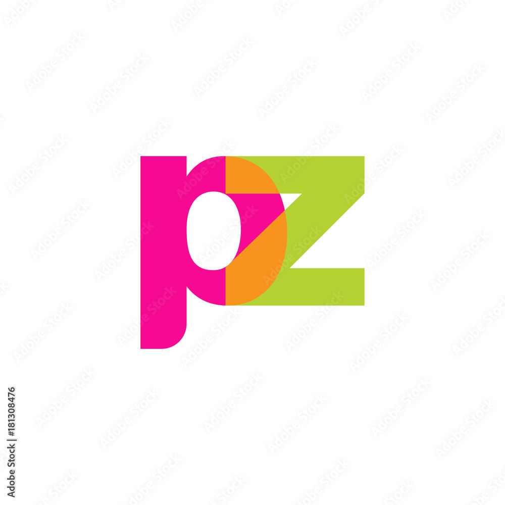 Initial letter pz, overlapping transparent lowercase logo, modern magenta orange green colors Initial letter pz, overlapping transparent lowercase logo, modern magenta orange green colors