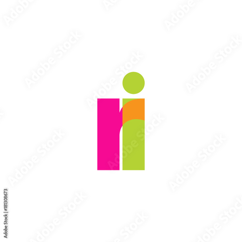 Initial letter ri, overlapping transparent lowercase logo, modern magenta orange green colors