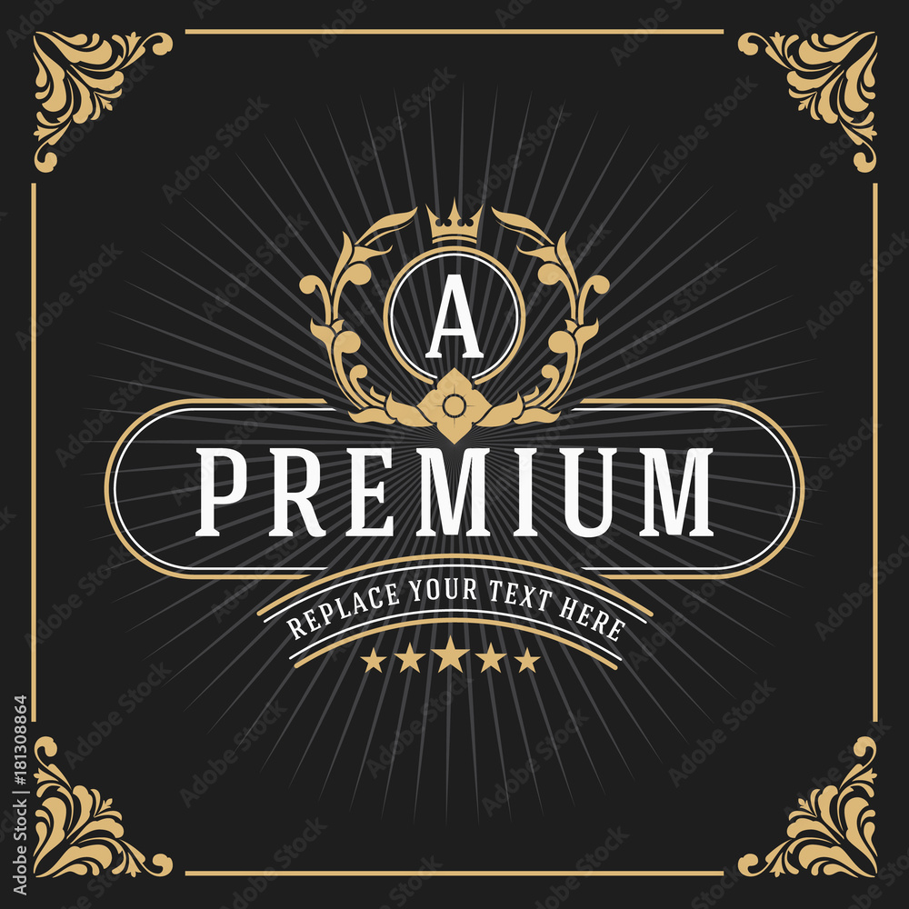 Obraz premium Vintage Luxury Monogram Banner Template Design