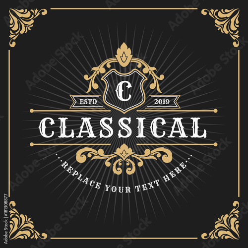 Vintage Luxury Monogram Banner Template Design
