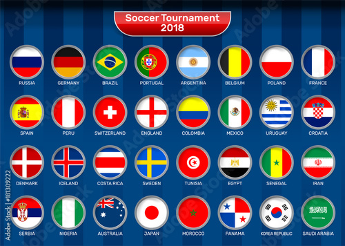 Vector Illustration of national flag football team for soccer world tournament championship 2018 in Russia