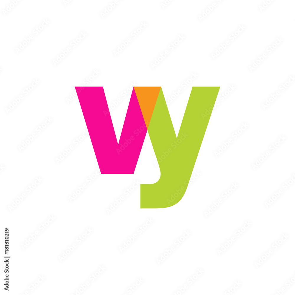 Initial letter vy, overlapping transparent lowercase logo, modern magenta orange green colors Initial letter vy, overlapping transparent lowercase logo, modern magenta orange green colors