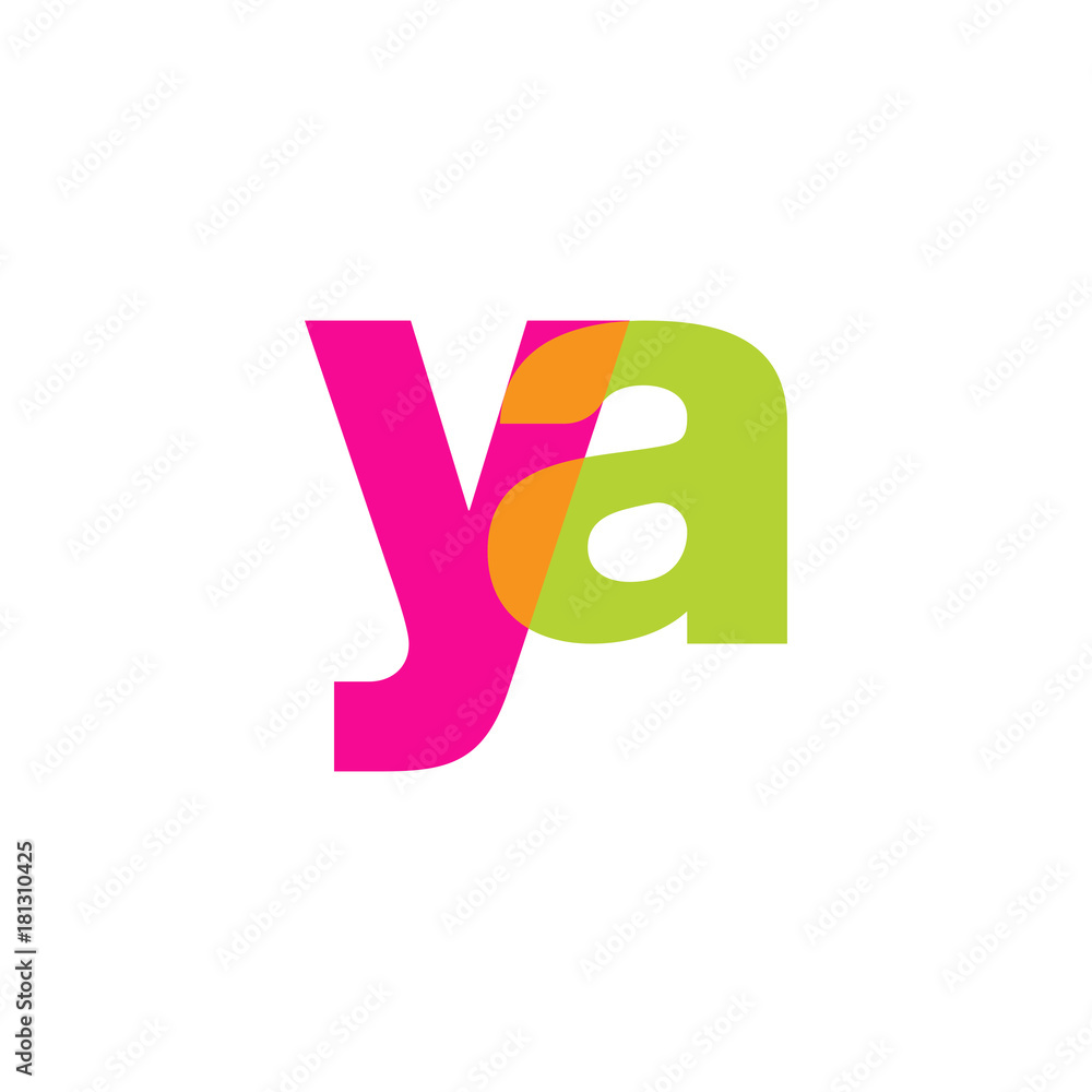 Initial letter ya, overlapping transparent lowercase logo, modern magenta orange green colors Initial letter ya, overlapping transparent lowercase logo, modern magenta orange green colors