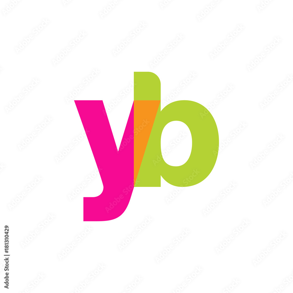 Initial letter yb, overlapping transparent lowercase logo, modern magenta orange green colors Initial letter yb, overlapping transparent lowercase logo, modern magenta orange green colors