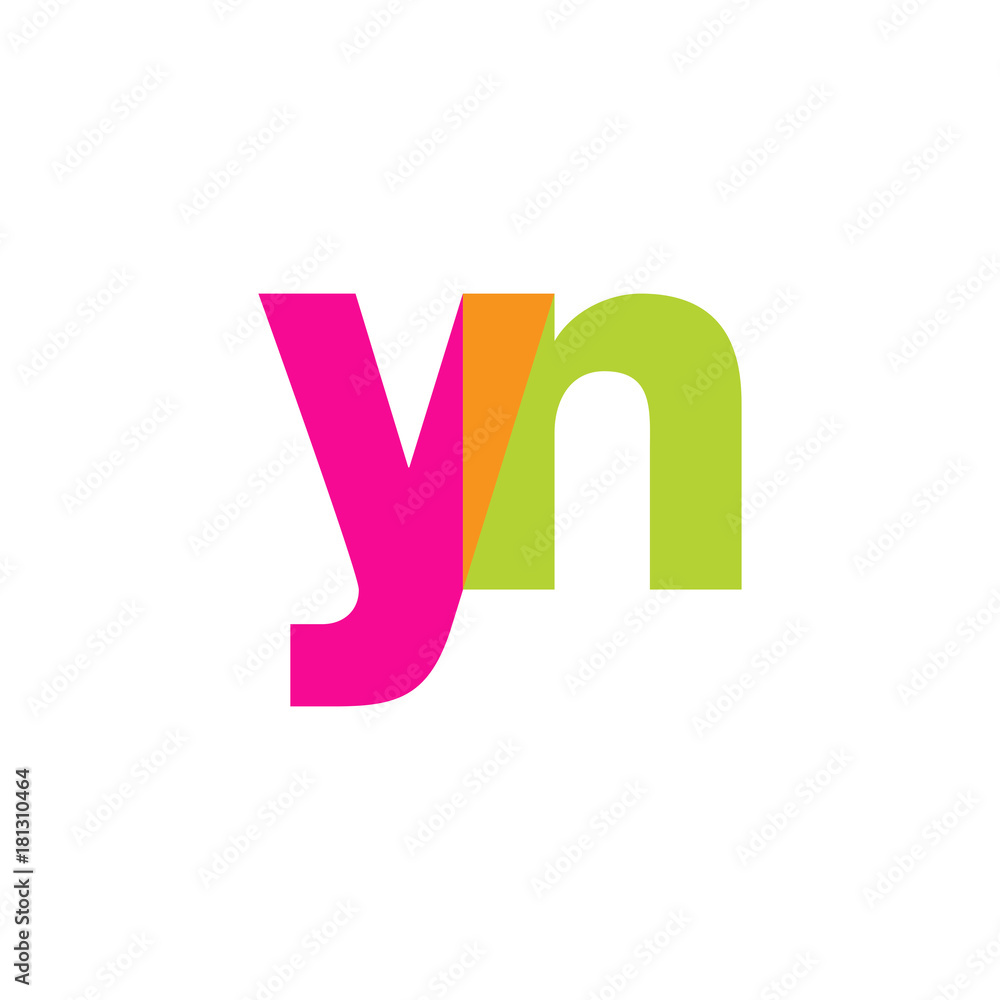 Initial letter yn, overlapping transparent lowercase logo, modern magenta orange green colors Initial letter yn, overlapping transparent lowercase logo, modern magenta orange green colors