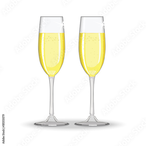 Glasses of champagne. Vector.