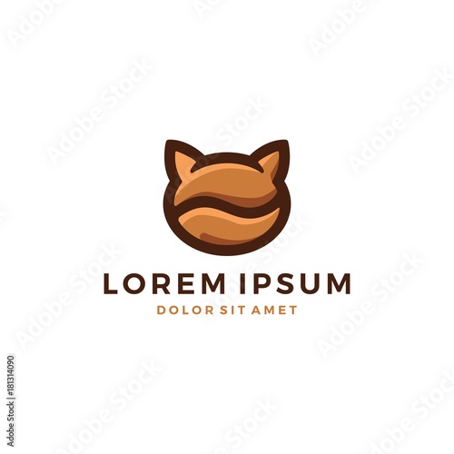 coffee cat bean logo vector