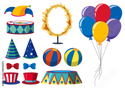 Circus elements on white background