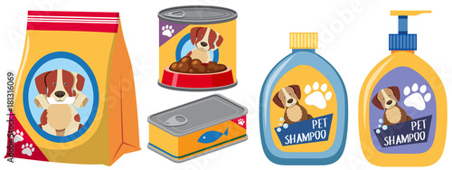 Different types of products for dog