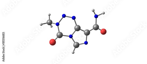 Temozolomide molecular structure isolated on white